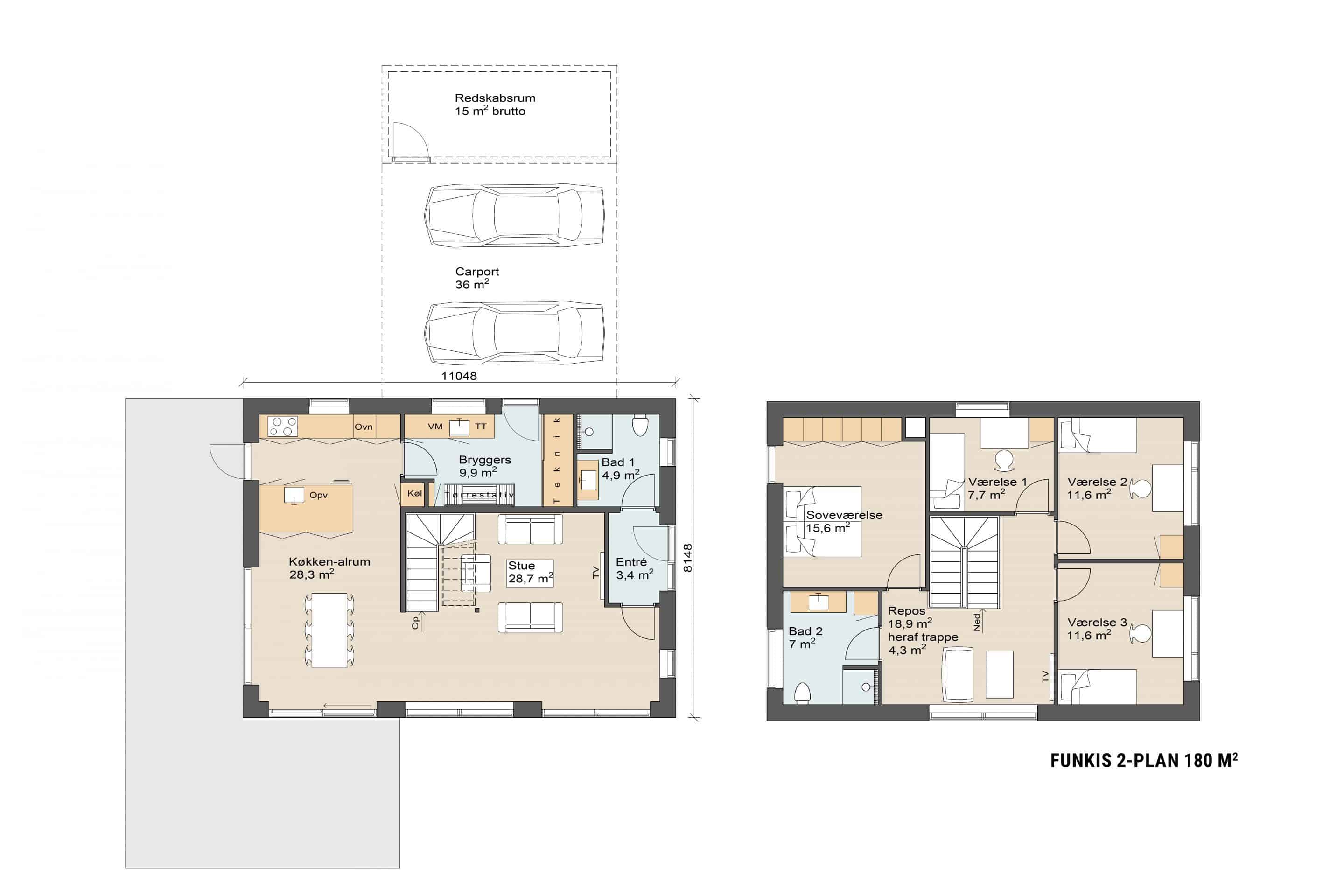 Funkis 2-plan 180 plantegning. Skanlux funkis hus