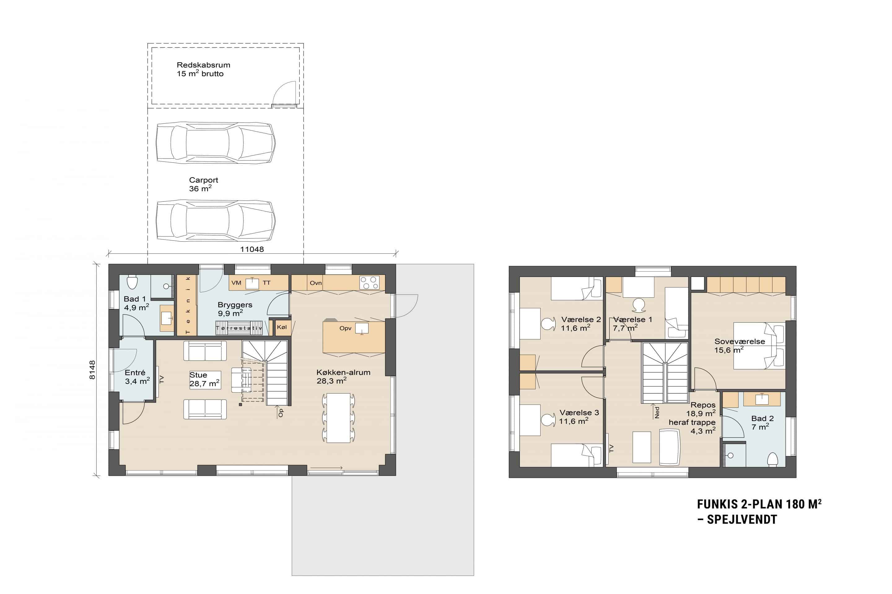 Funkis 2-plan 180 plantegning spejlvendt. Skanlux funkis hus