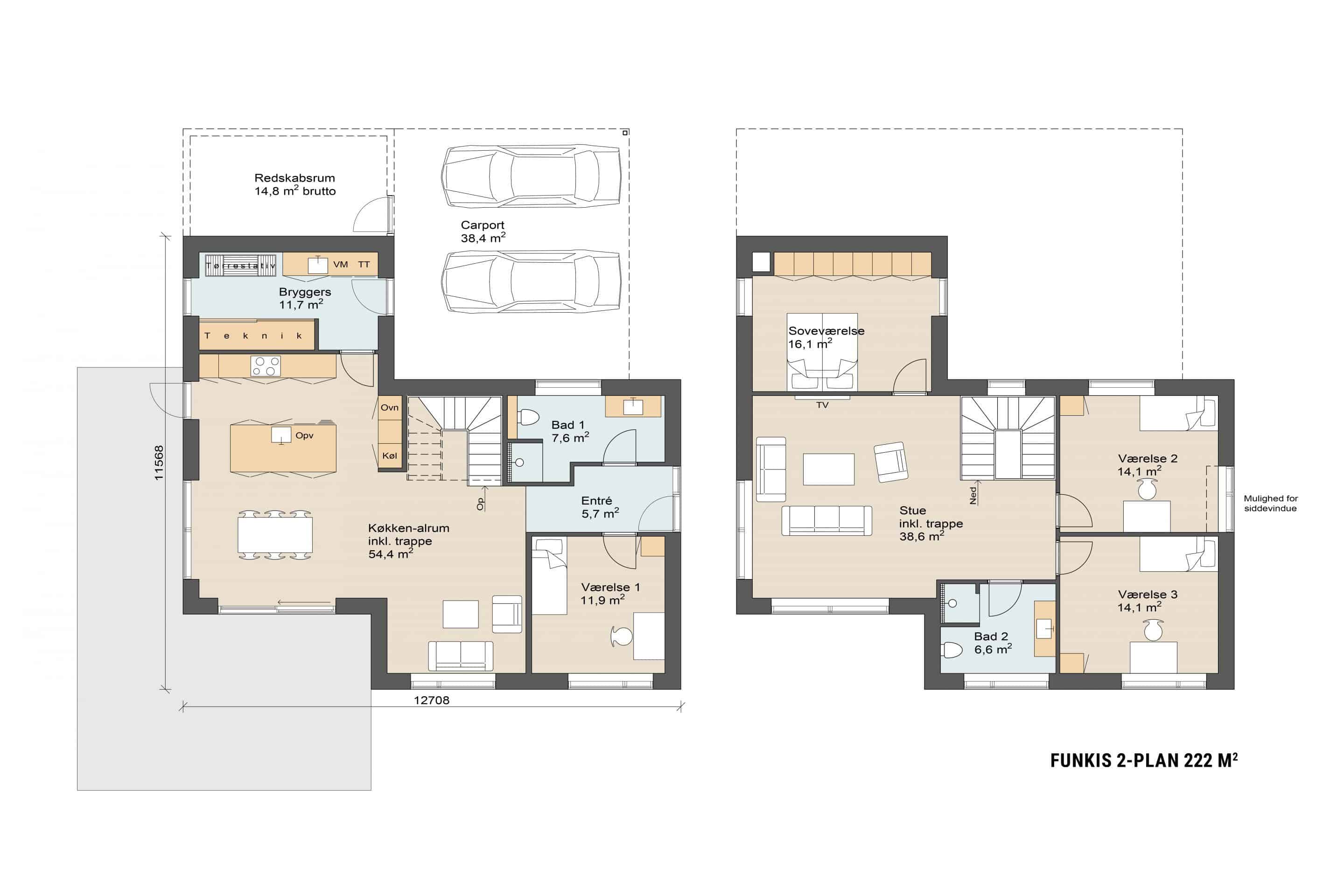 Funkis 2-plan 222 plantegning. Skanlux funkis hus