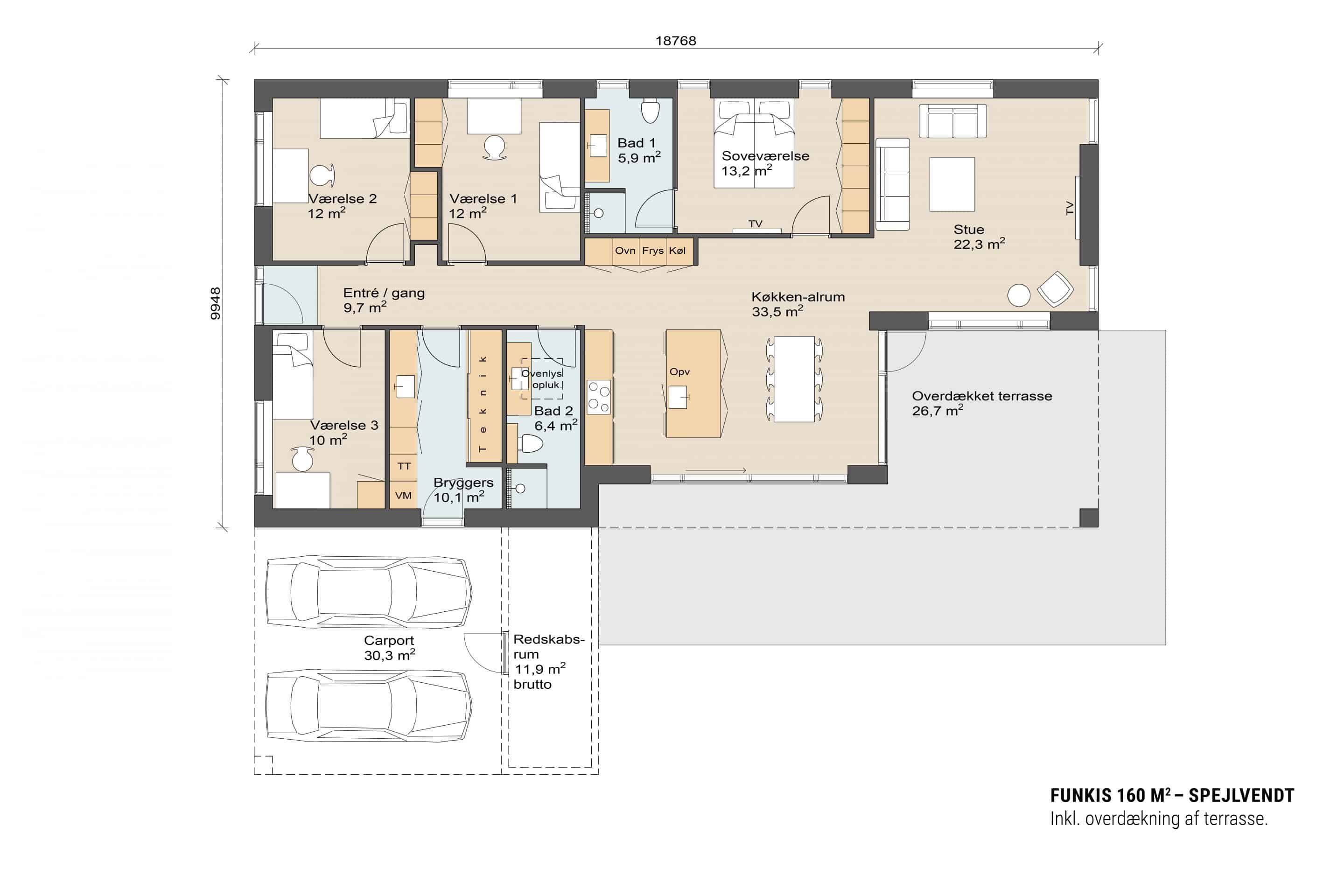 Funkis 160 plantegning spejlvendt. Skanlux funkis hus