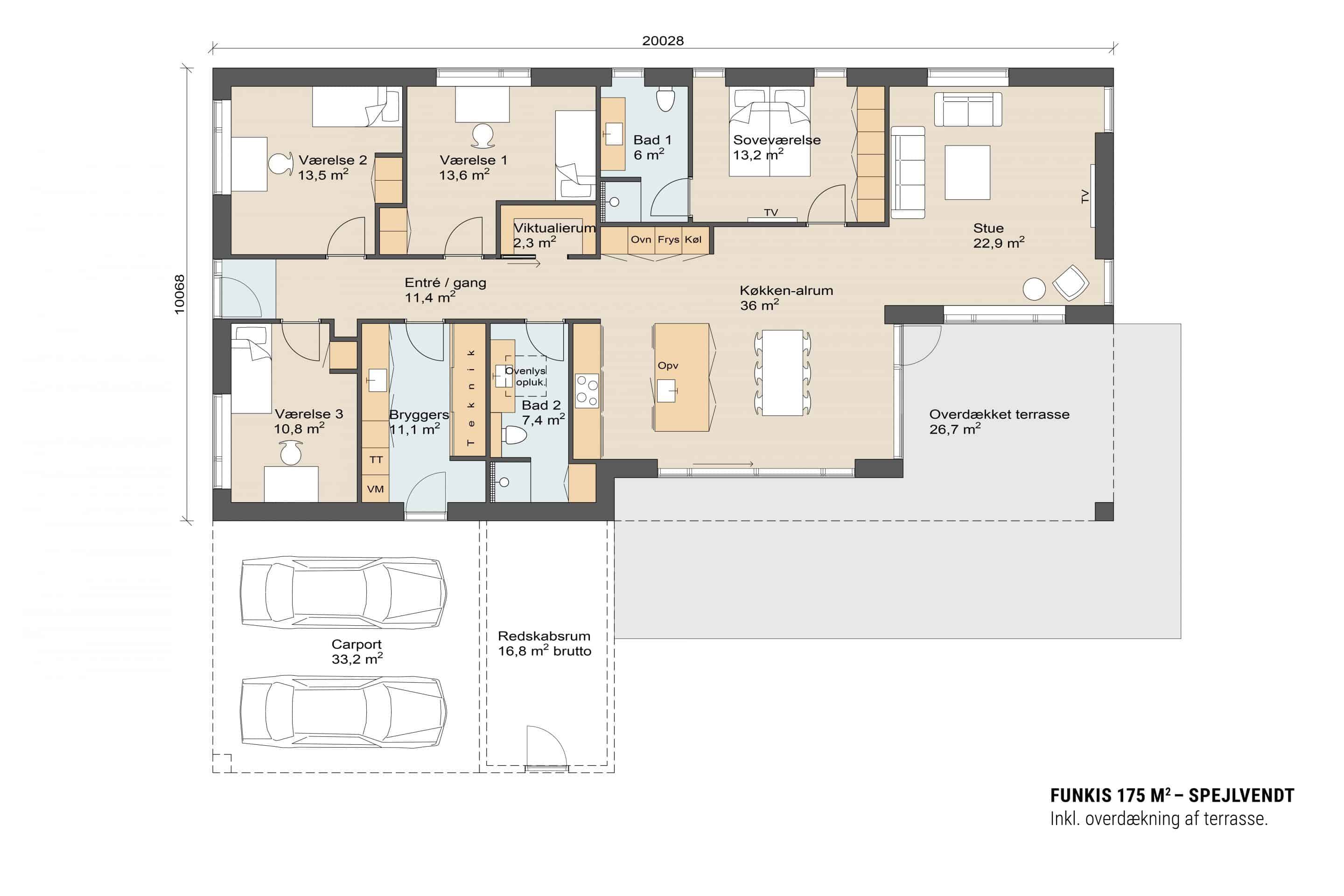 Funkis 175 plantegning spejlvendt. Skanlux funkis hus