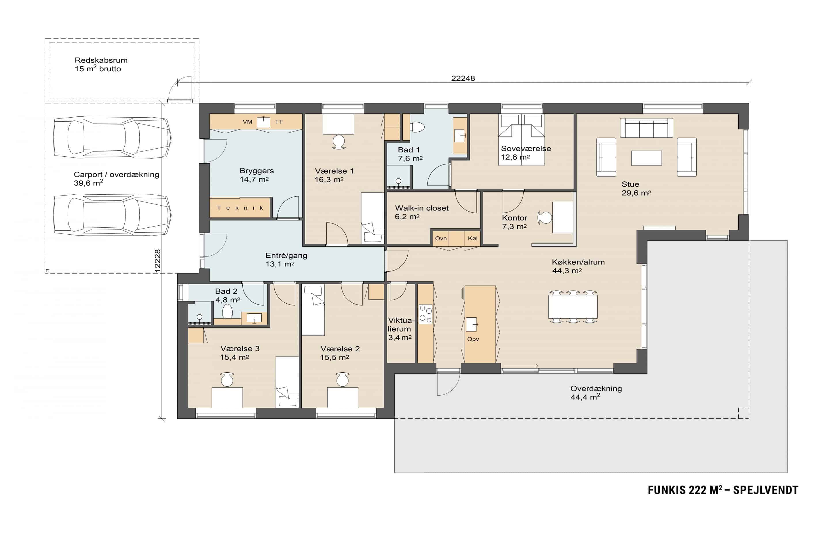 Funkis 222 plantegning spejlvendt. Skanlux funkis hus