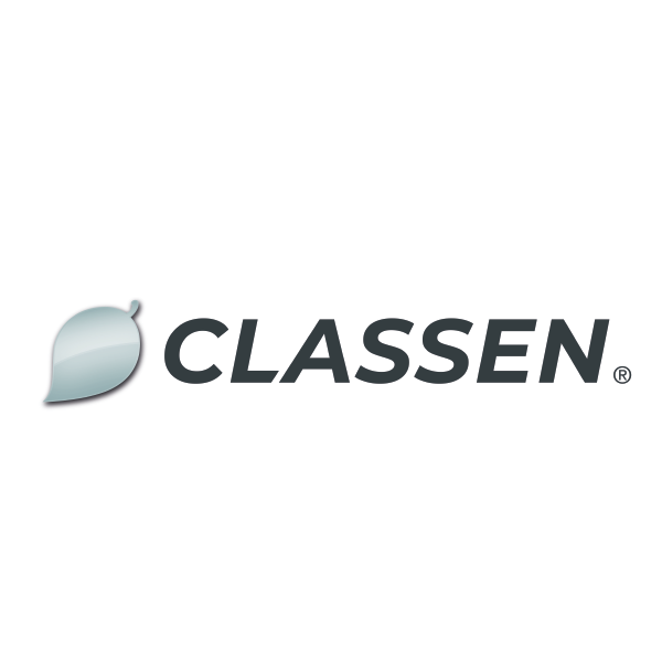Classen logo med gråt ikon