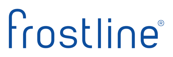 Frostline logo i blåt uden baggrund