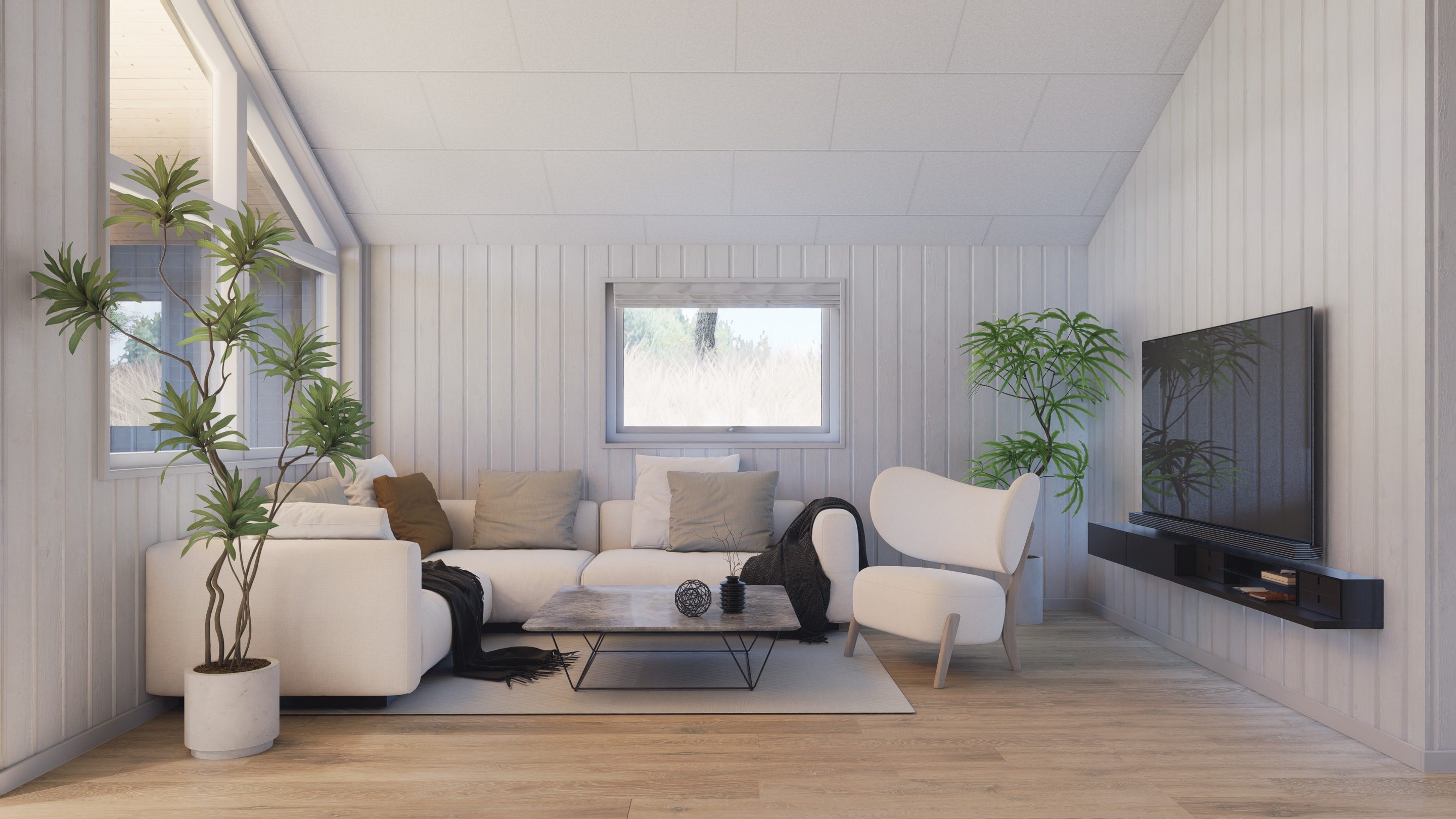 Skanlux wellnesssommerhus tv stue